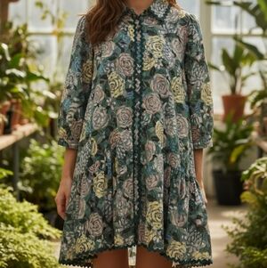 Entro Multicolor Floral Long Sleeve Dress